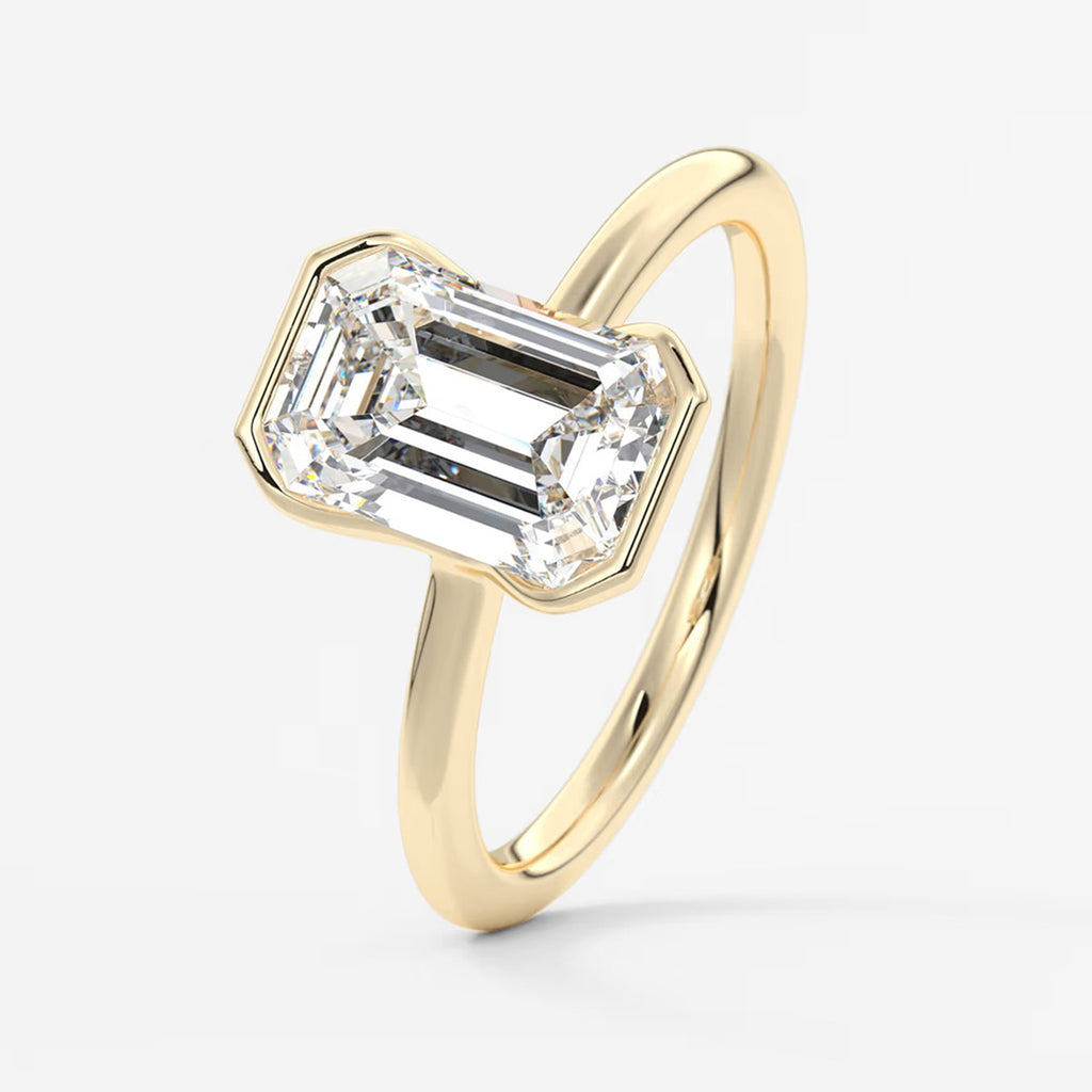 Emerald Cut CZ Bezel Solitaire Ring SIze 8 2 CT