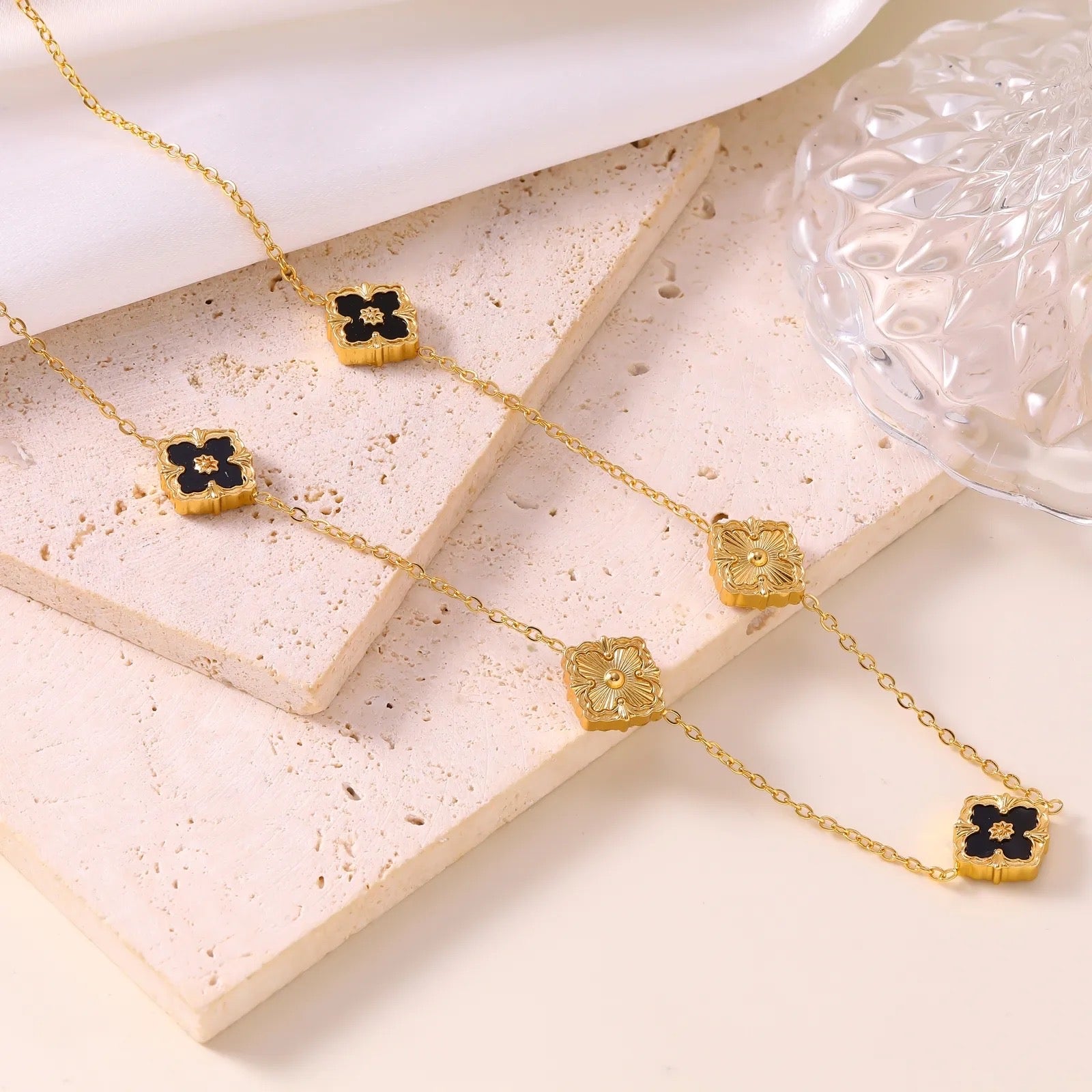 Oversized Gold Textured Leaf Pendant Paperclip Chain Necklace