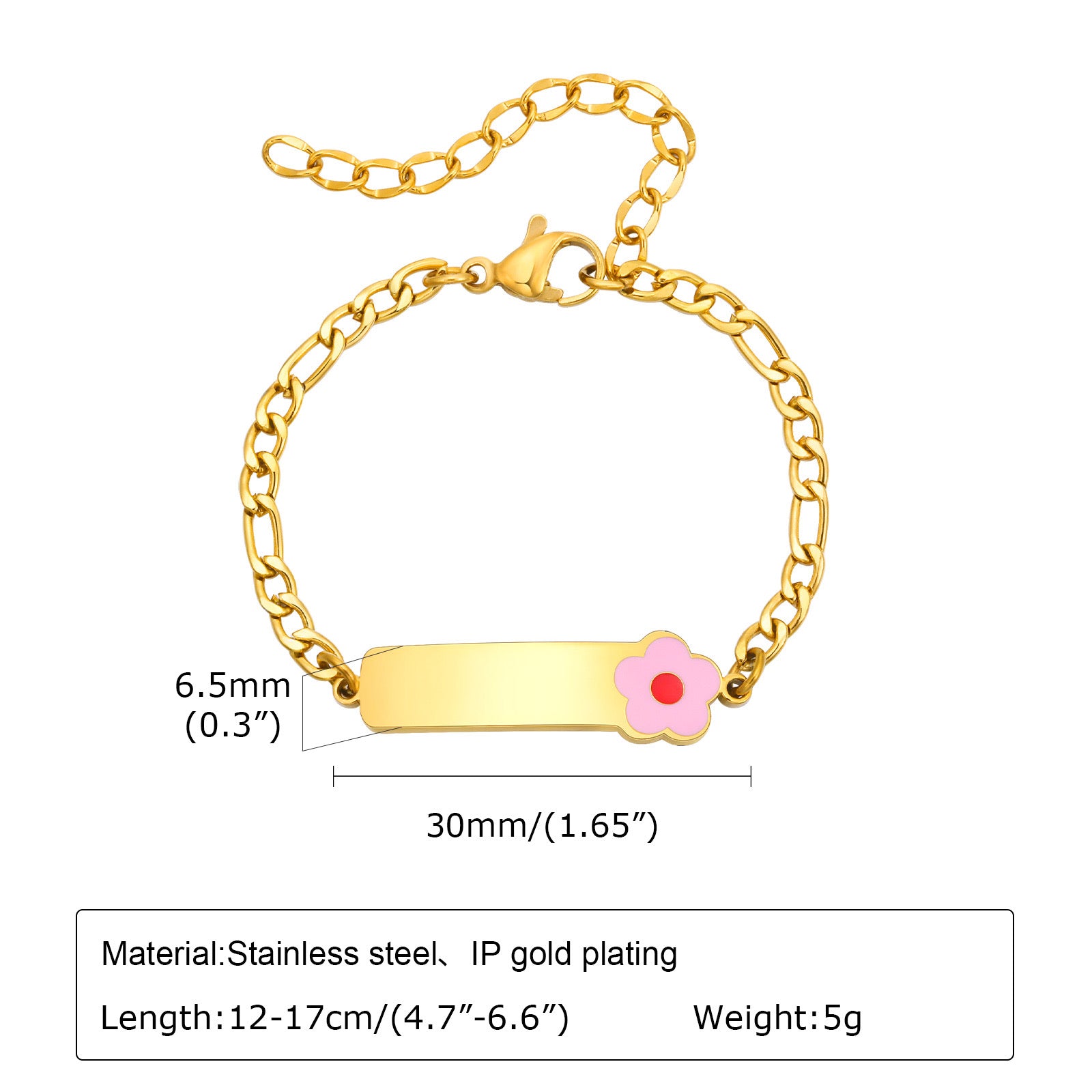 Kids Gold ID Charm Bracelet — 6 Charm Styles
