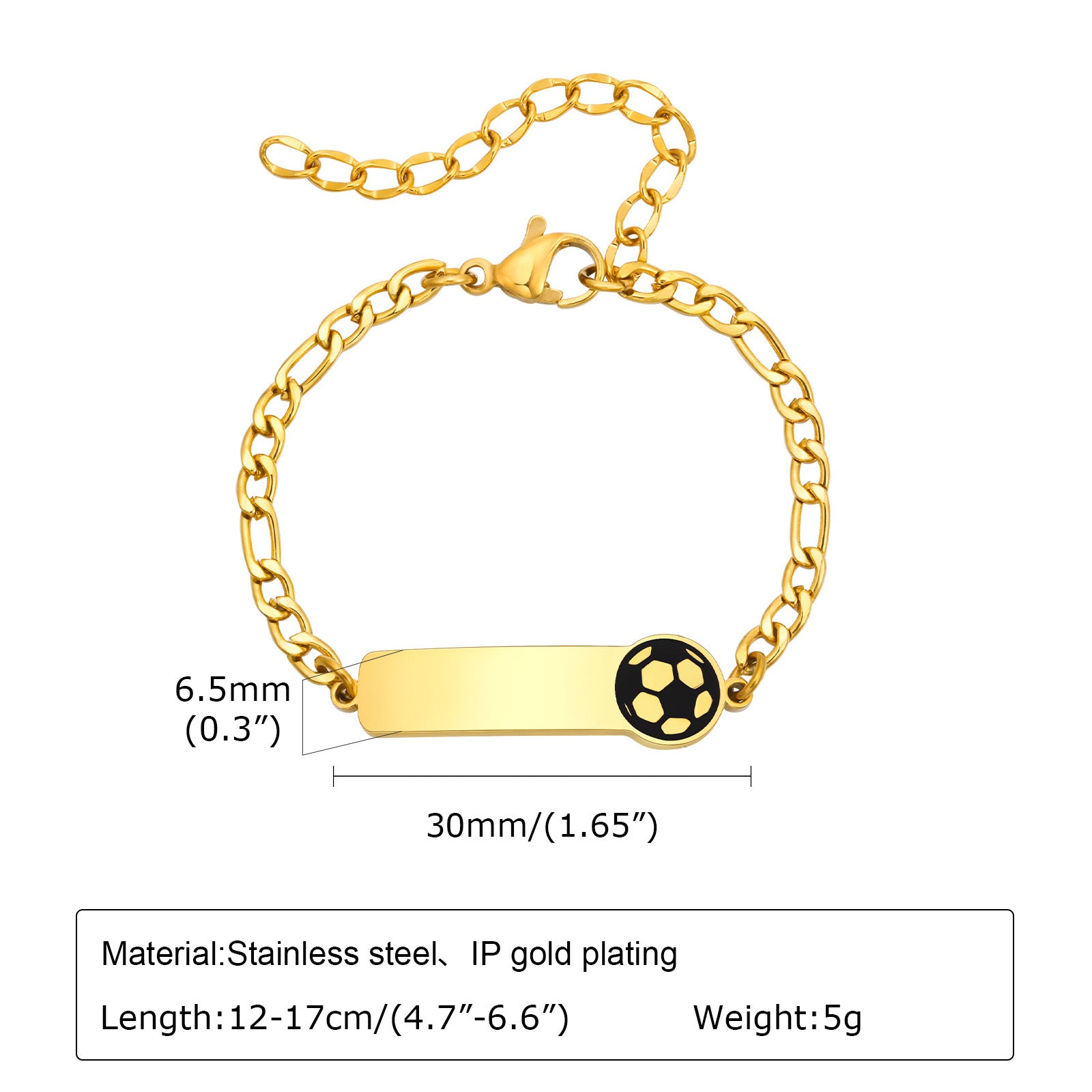 Kids Gold ID Charm Bracelet — 6 Charm Styles
