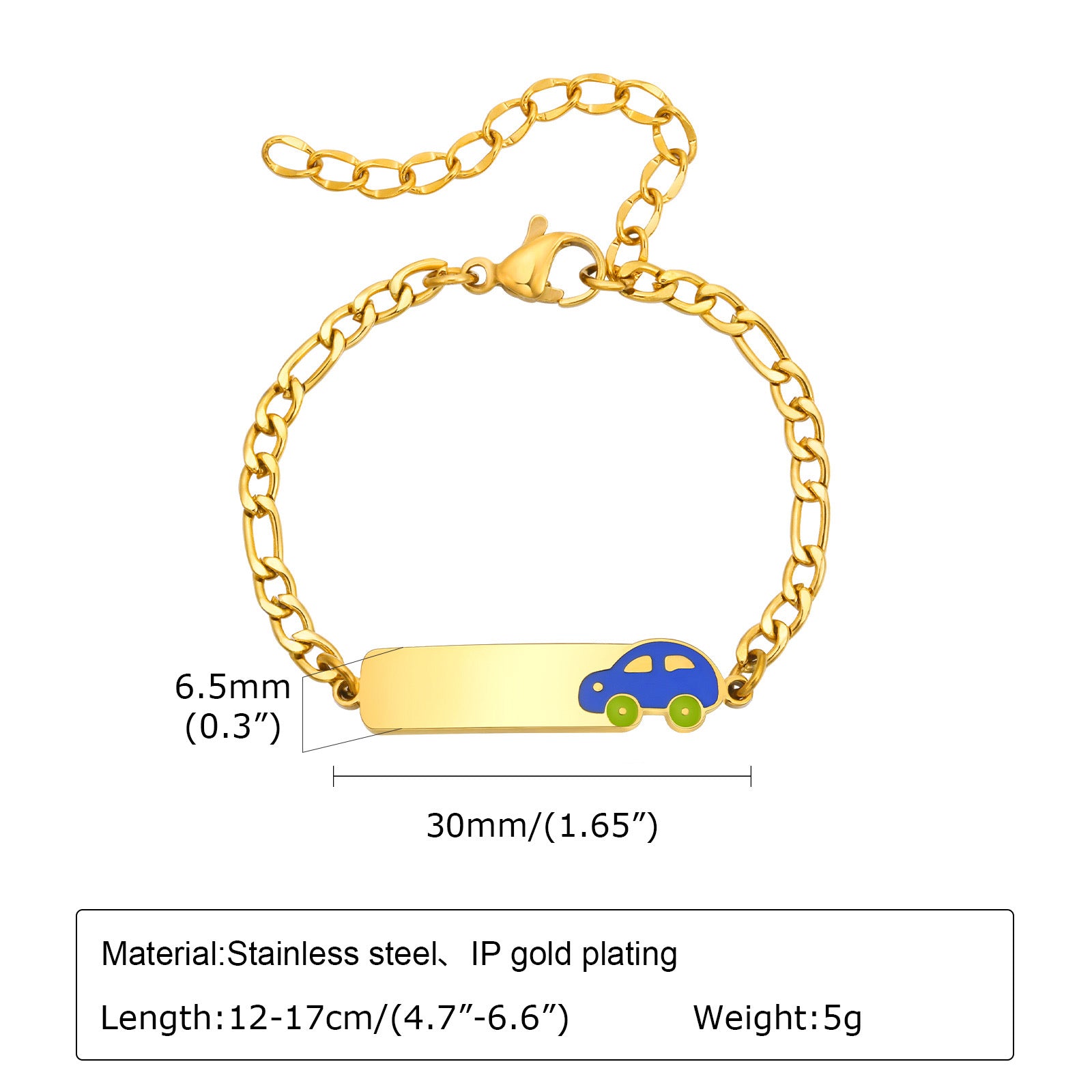 Kids Gold ID Charm Bracelet — 6 Charm Styles