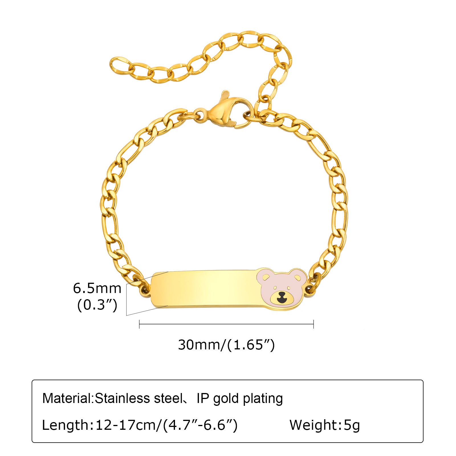 Kids Gold ID Charm Bracelet — 6 Charm Styles