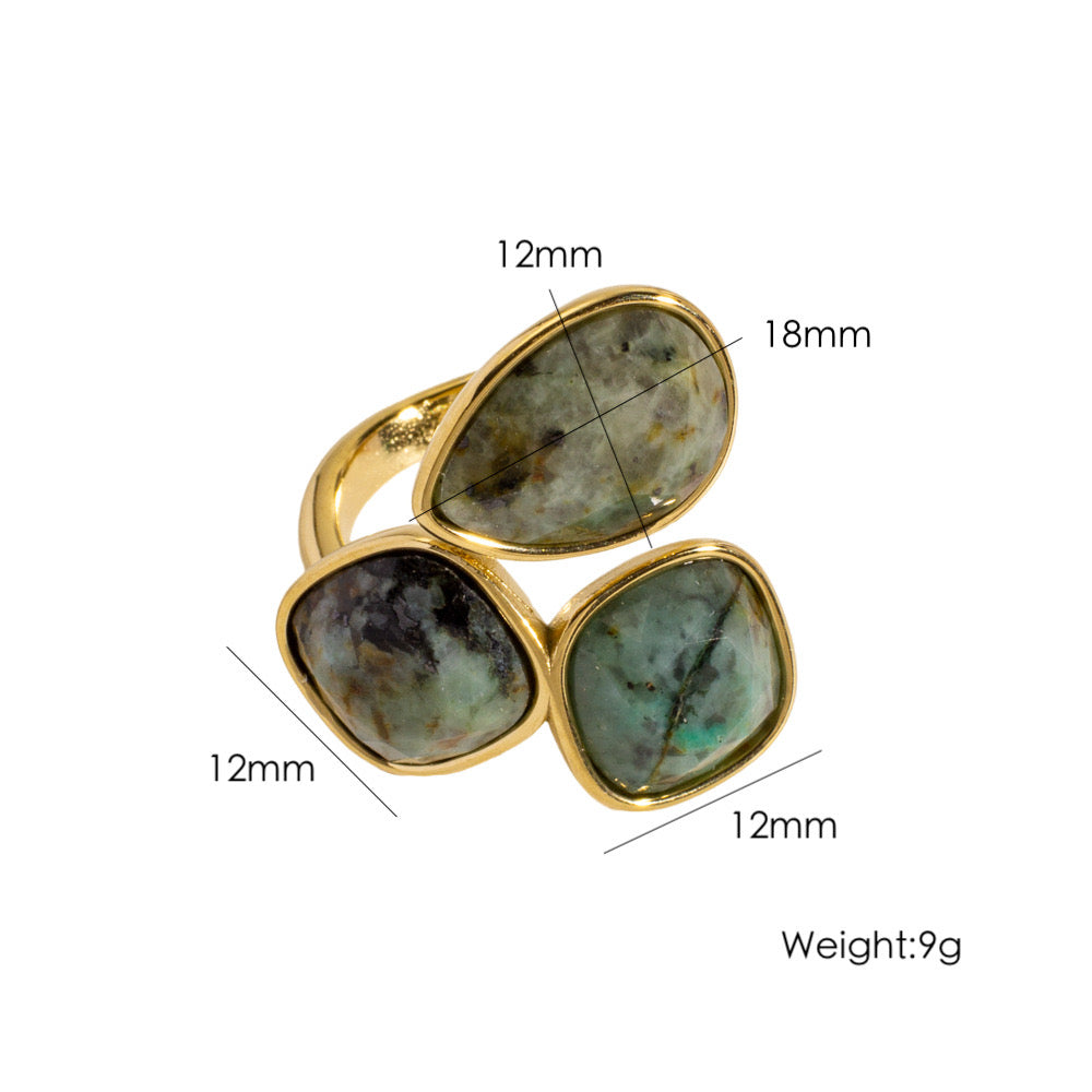 Triple Stone 18K Gold Plated Cocktail Ring Unisize Adjustable