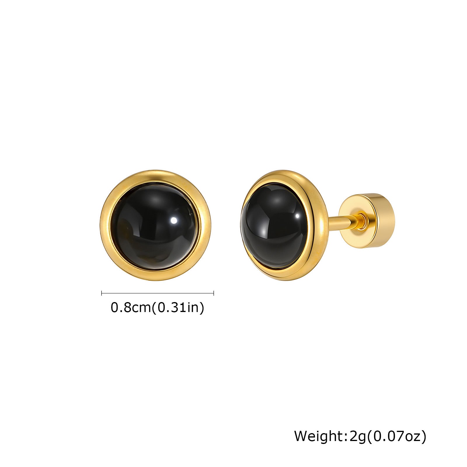 Gold Bezel Stud Earrings