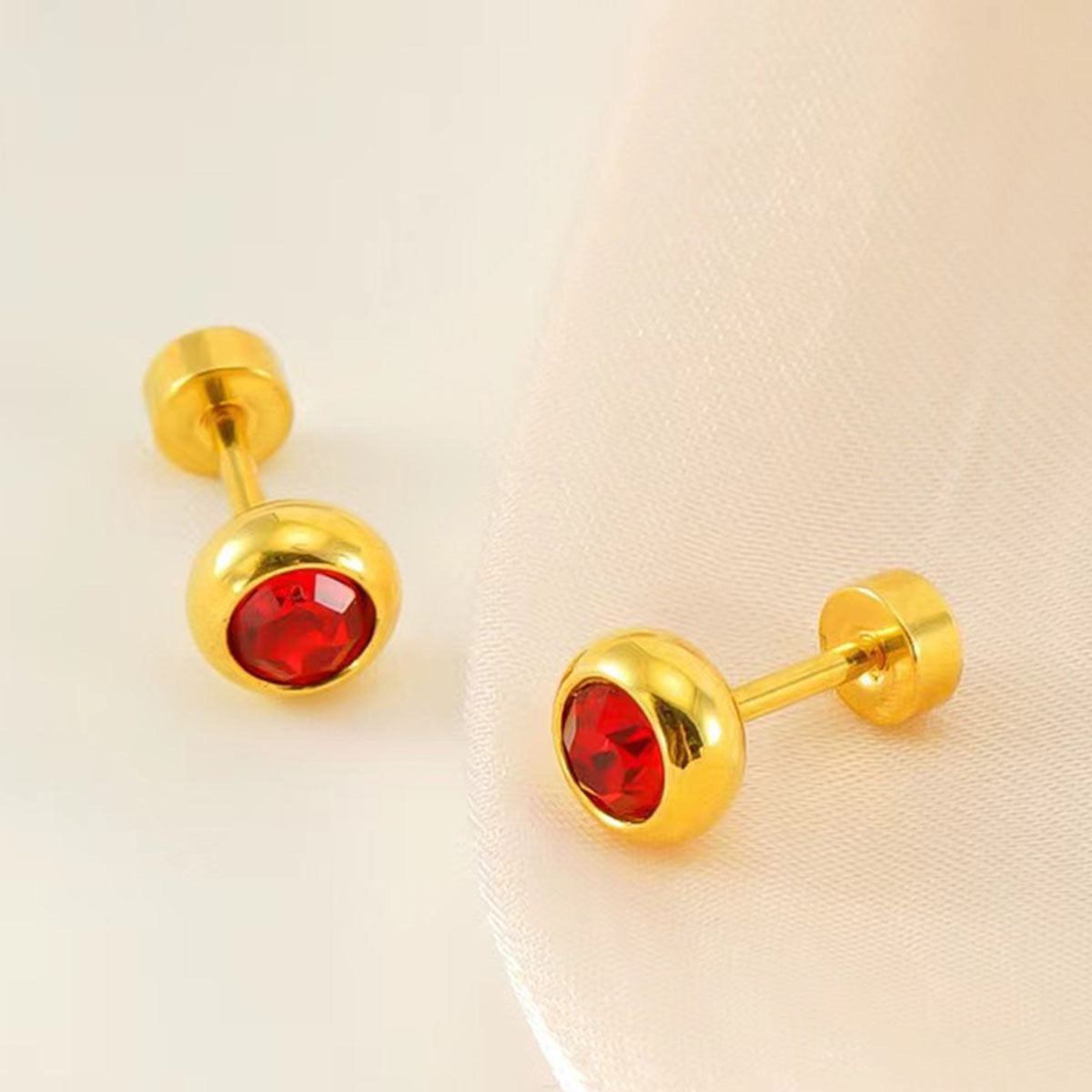 Gold Bezel Stud Earrings