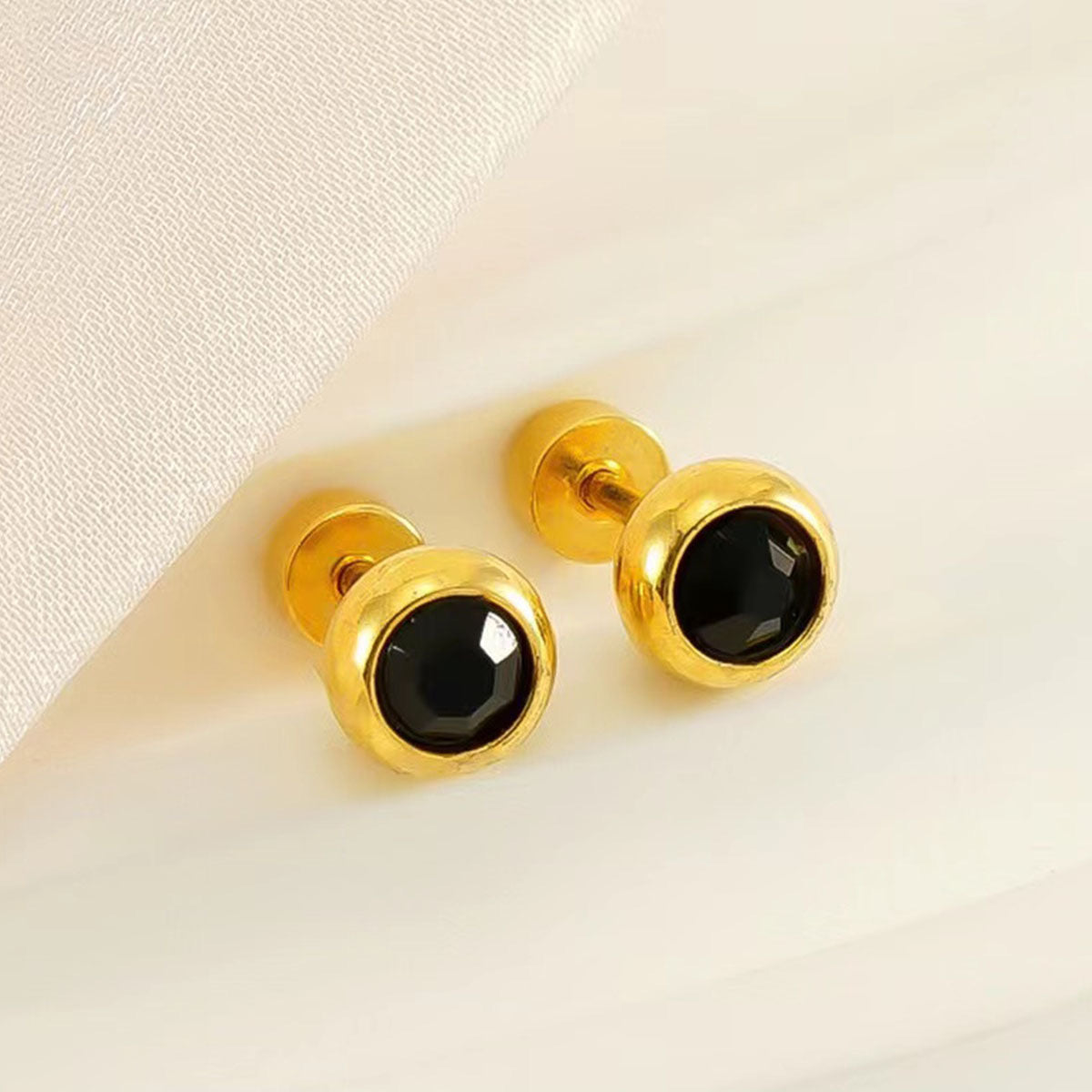 Gold Bezel Stud Earrings