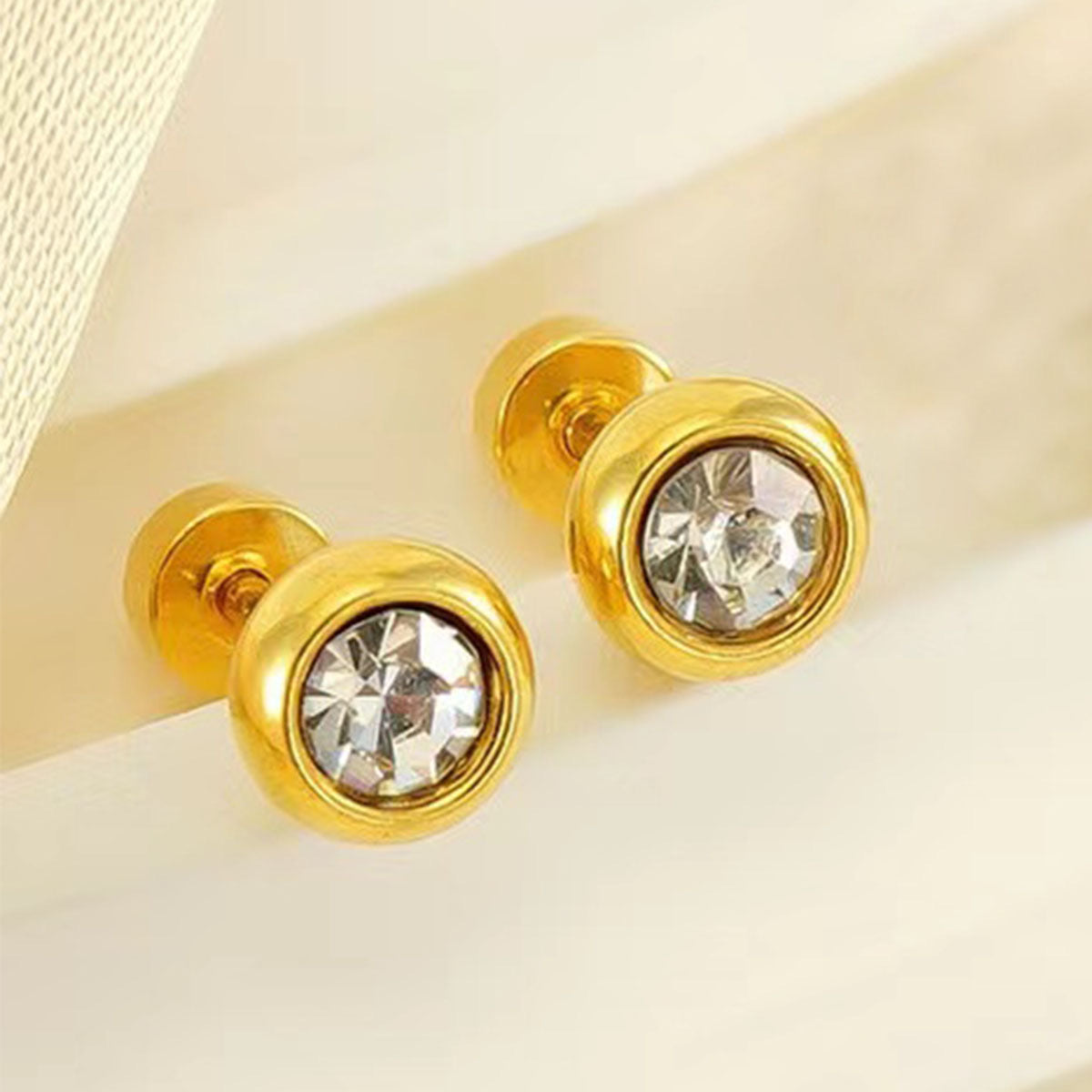 Gold Bezel Stud Earrings