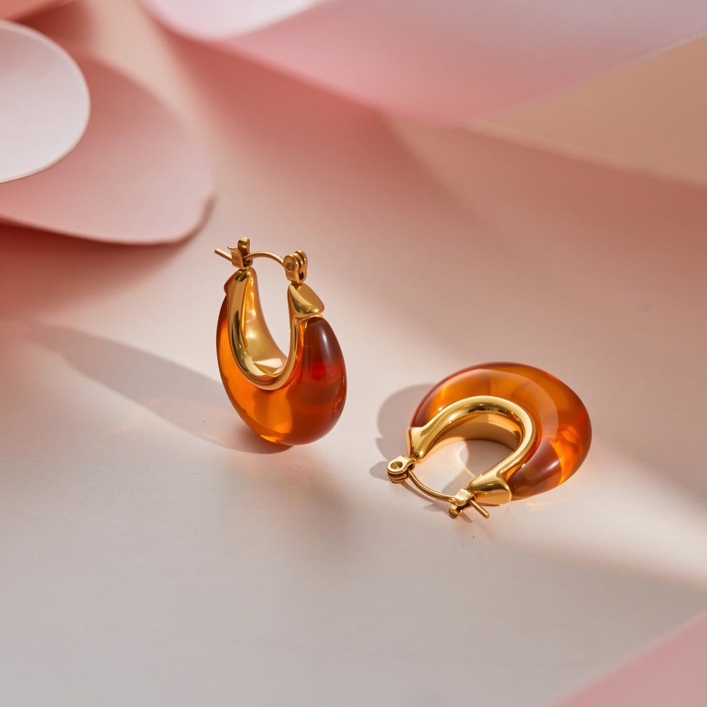 Resin & Gold Hoop Earrings