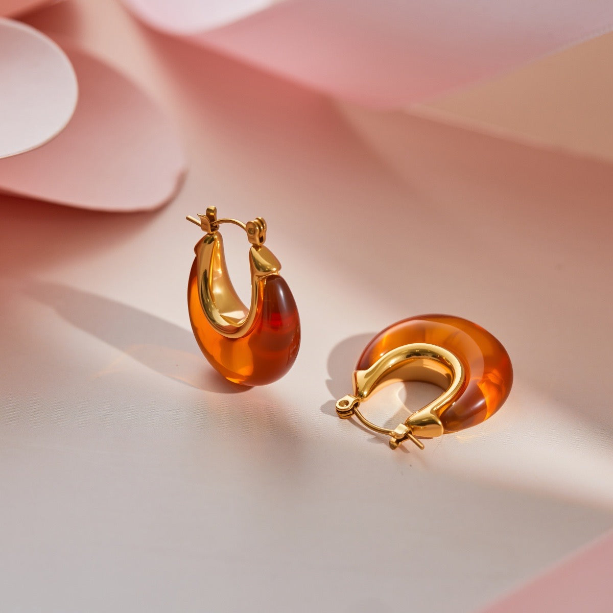 Resin & Gold Hoop Earrings