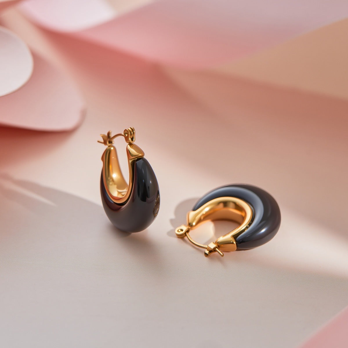 Resin & Gold Hoop Earrings