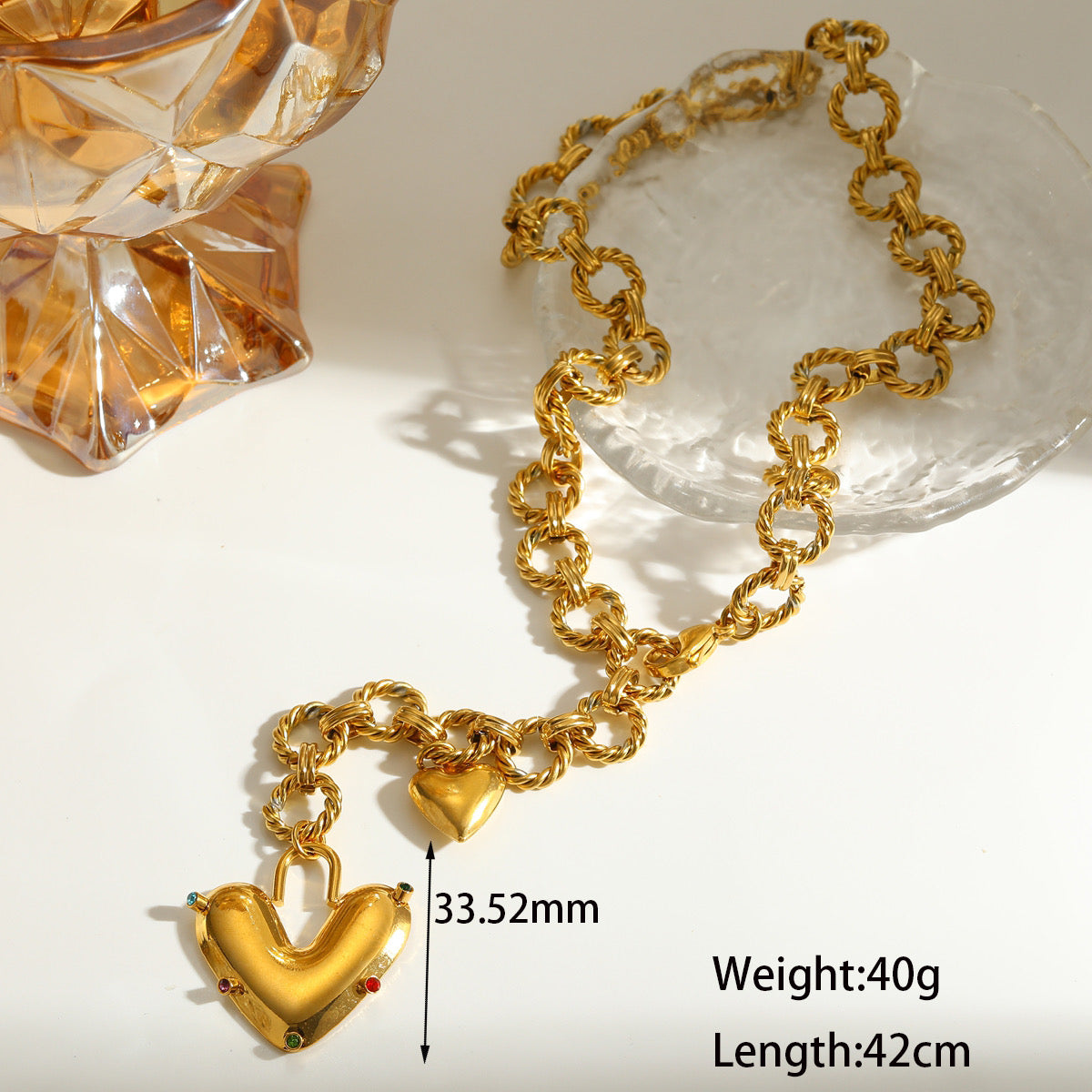 Gold Heart Chain Necklace