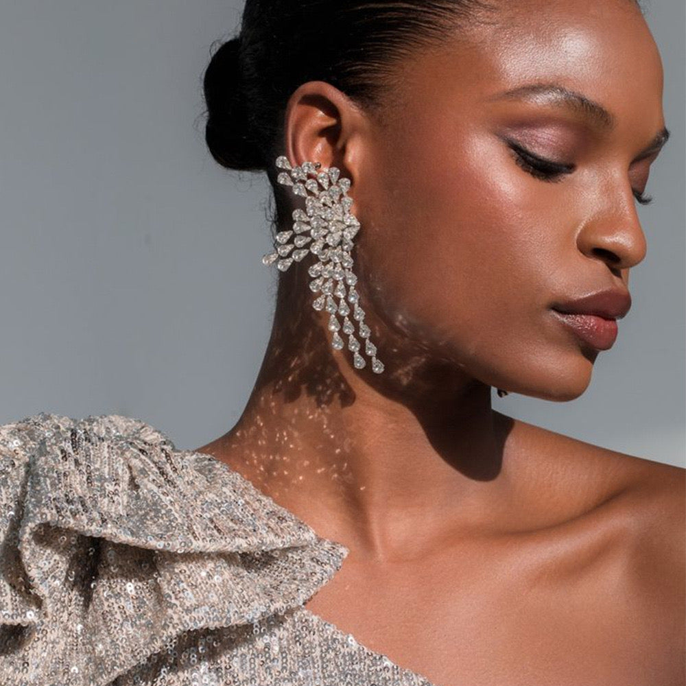 Crystal Cascade CZ Drop Earrings