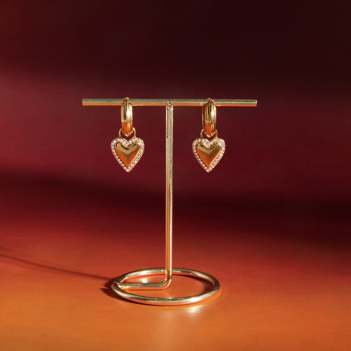 Gold Heart Hoop Earrings