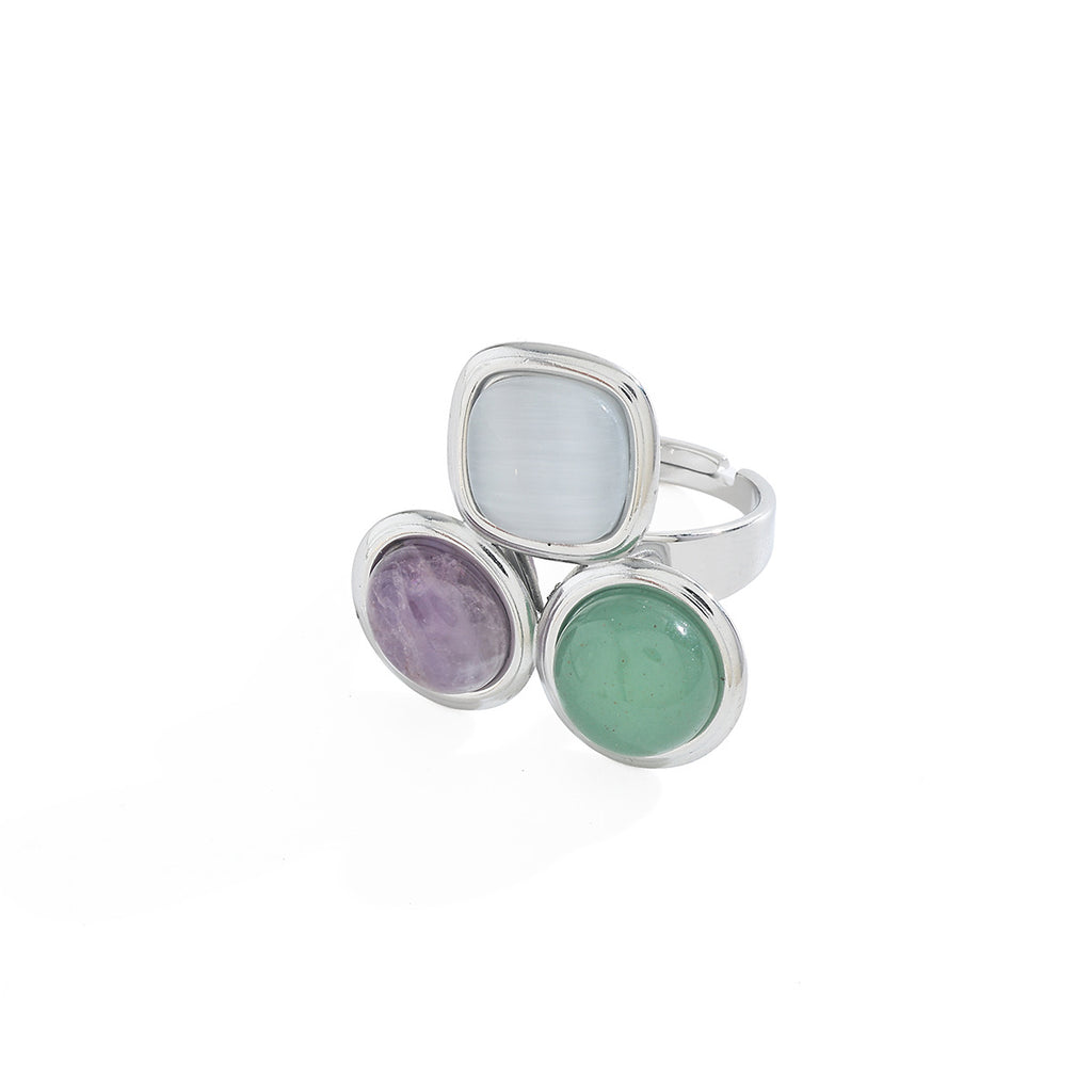 Triple Stone 18K Gold Plated Cocktail Ring Unisize Adjustable