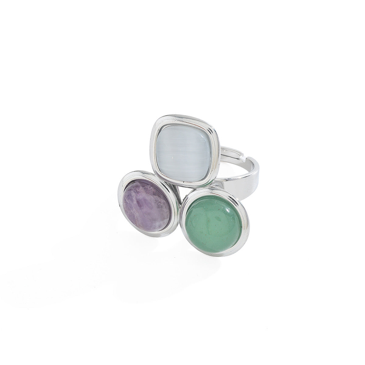Triple Stone 18K Gold Plated Cocktail Ring Unisize Adjustable
