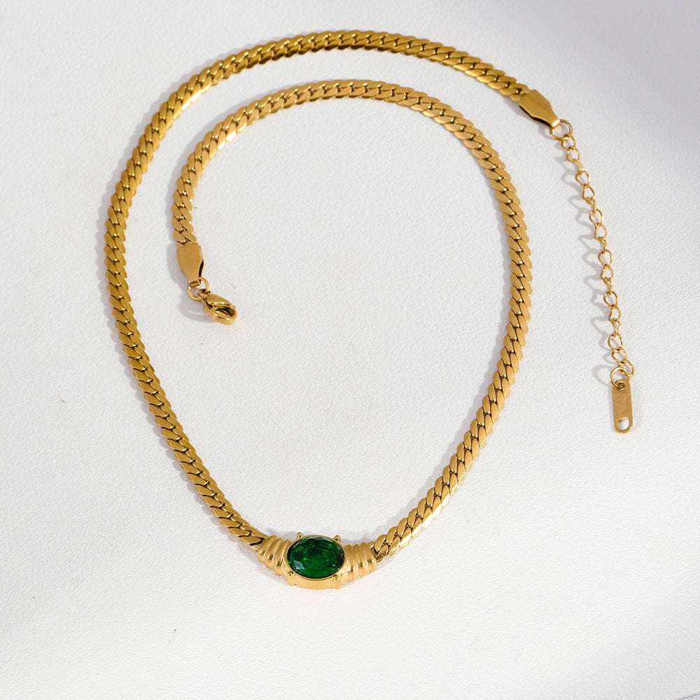 Oversized Gold Textured Leaf Pendant Paperclip Chain Necklace